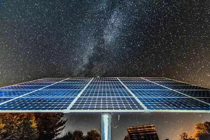 solar panel  on cloudy day